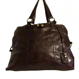 Yves Saint Laurent muse plum handbag